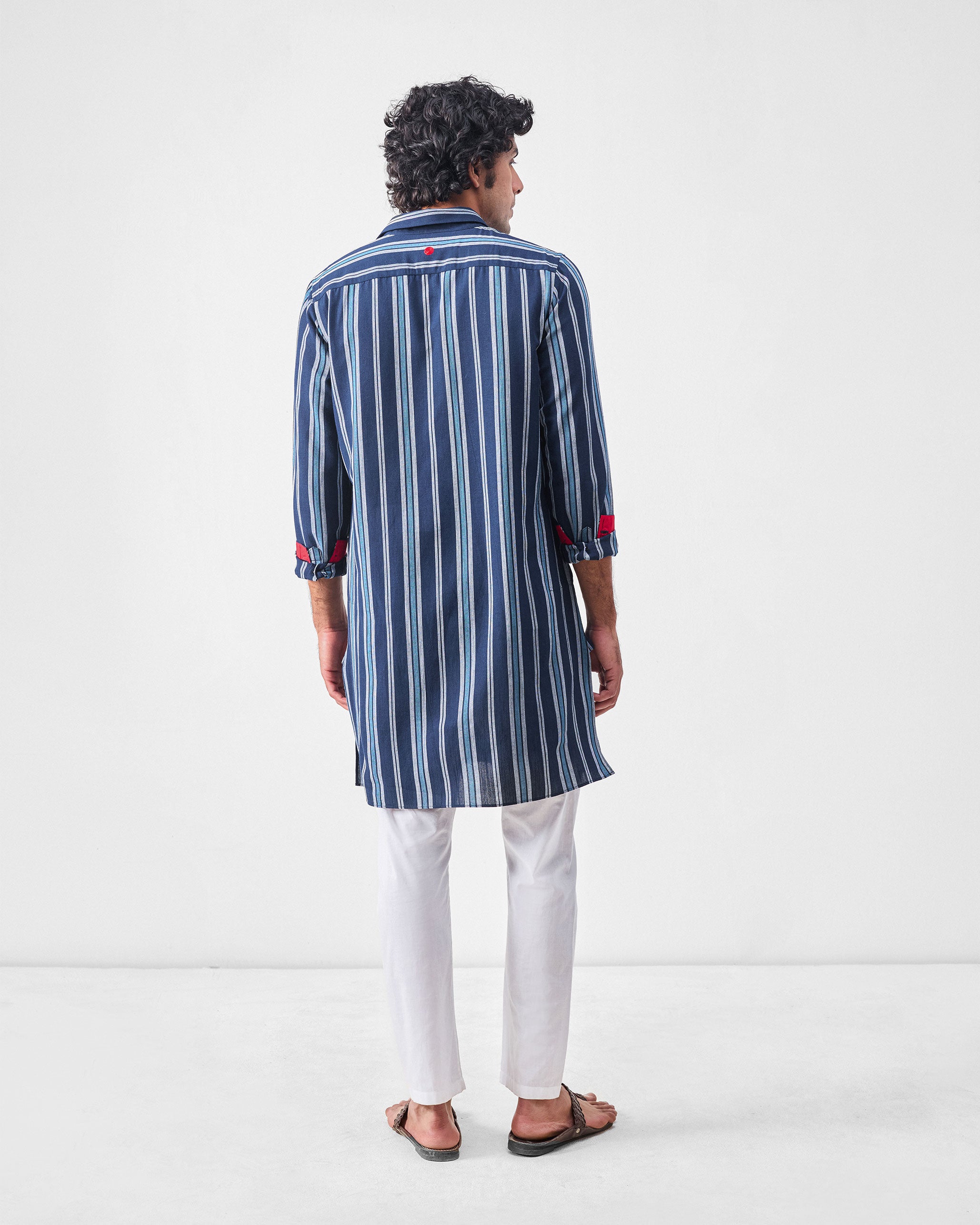 Comoros Kurta - Blue & Navy Stripes