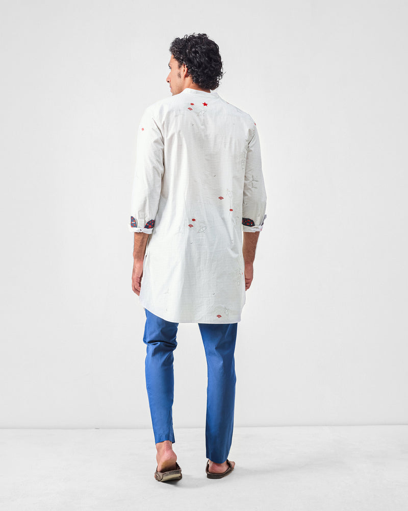 Fort Kurta - White & Grey Print