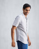 Half Sleeve Shirt - Charcoal & White Stripes