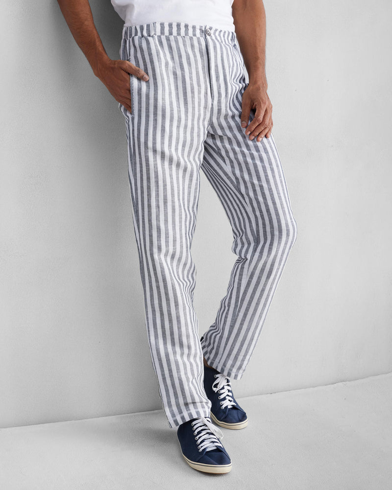 Shillong Jammies - Charcoal & White Stripes