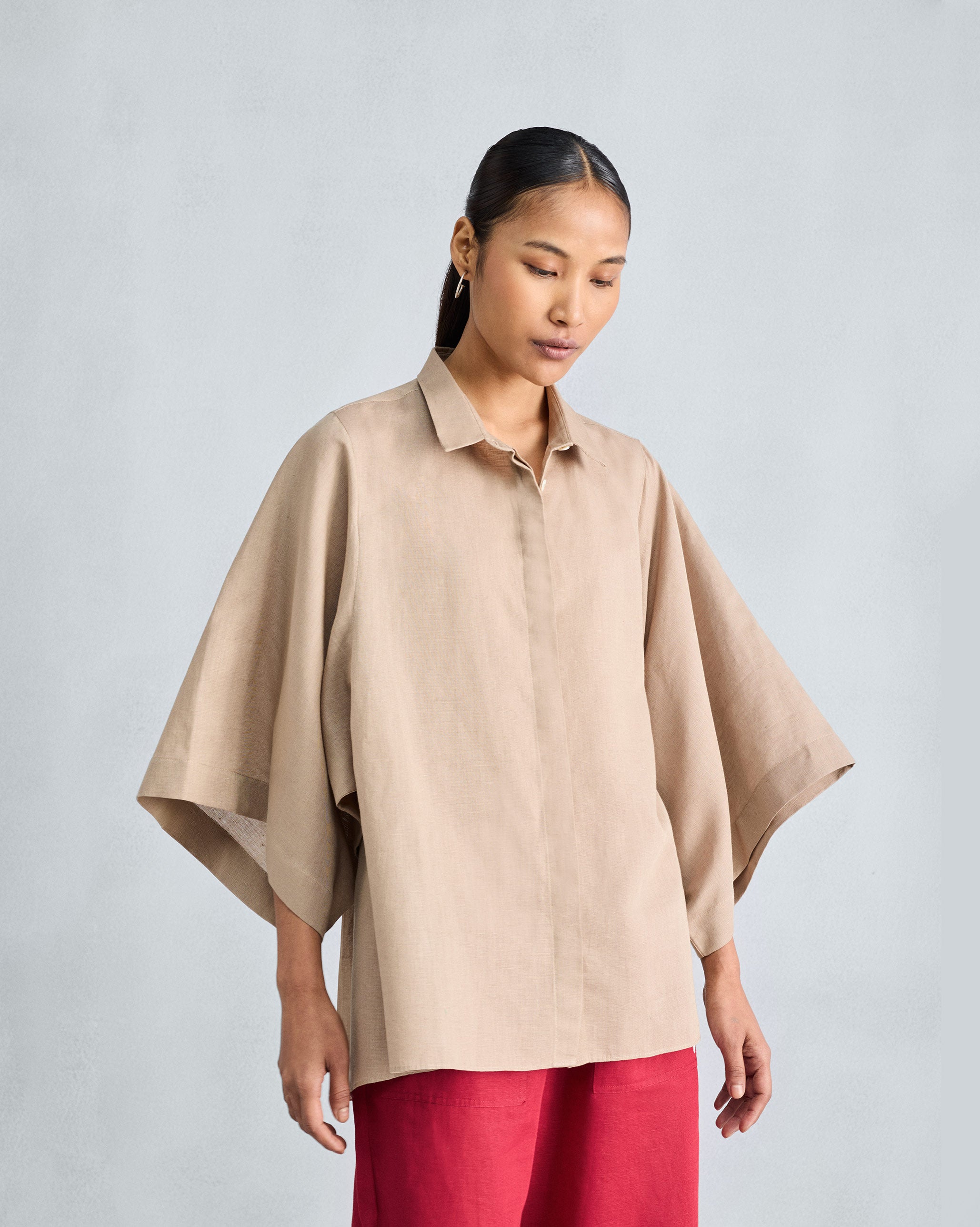 Drop Armhole Shirt - Beige