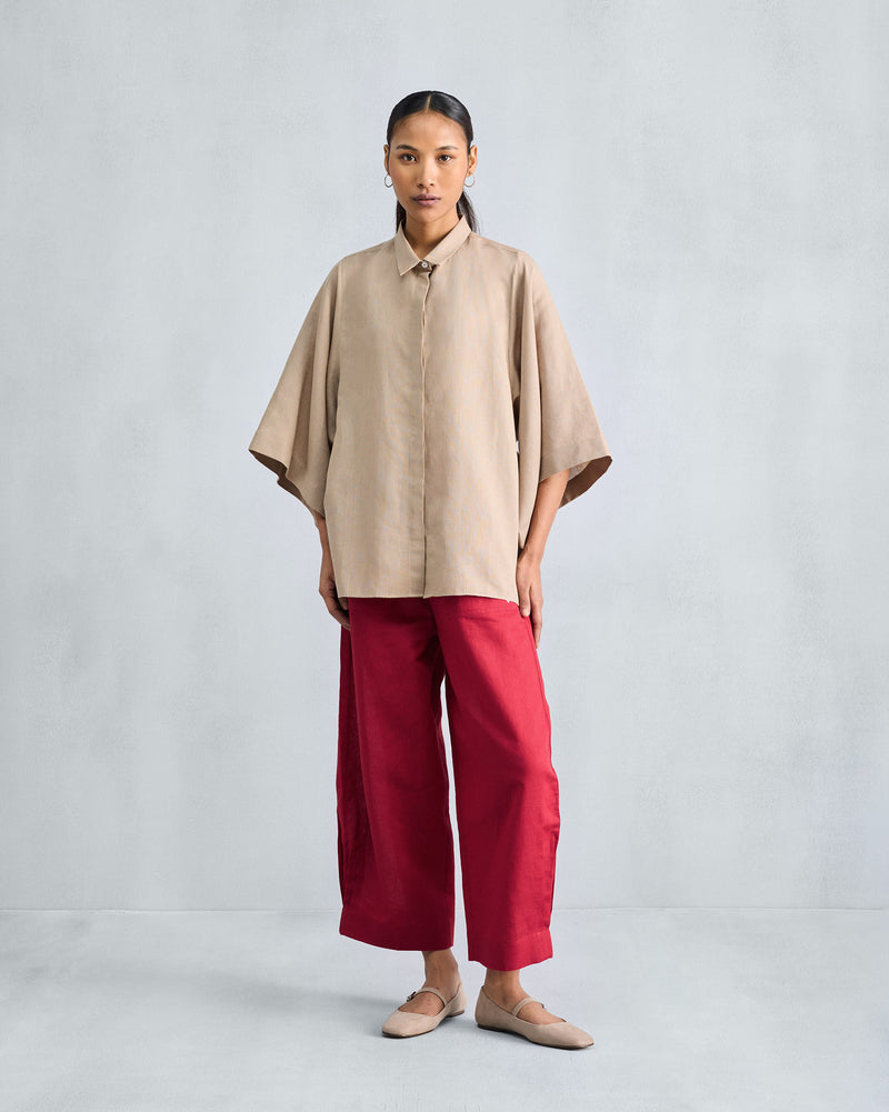 Drop Armhole Shirt - Beige