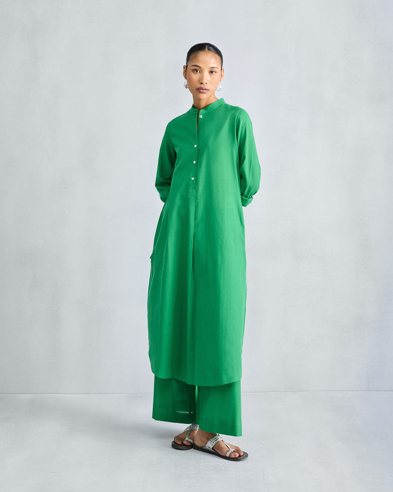 Basic Long Length Kurta - Green