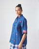 Drop Hem Shirt - Blue & Red