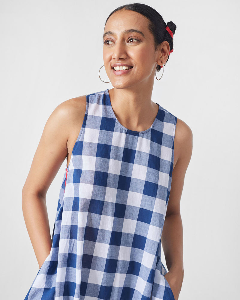 Fiji Dress - Blue & White Checks