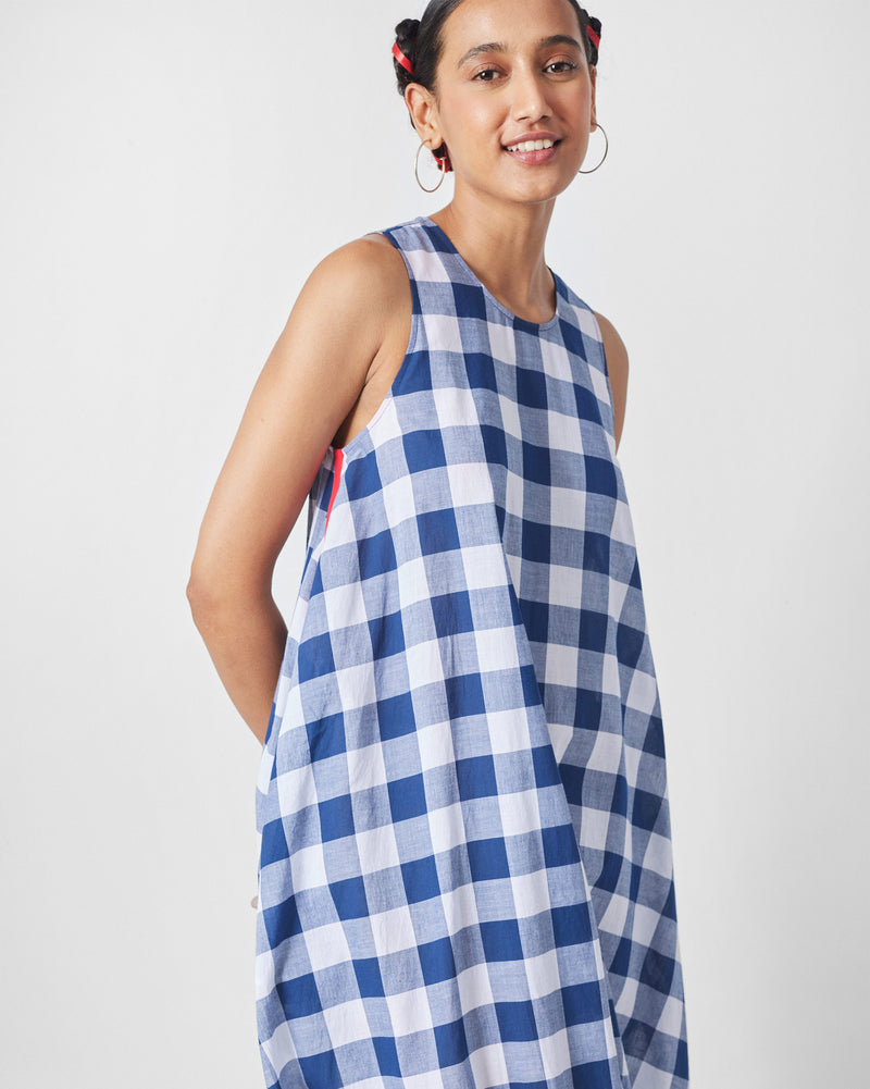 Fiji Dress - Blue & White Checks