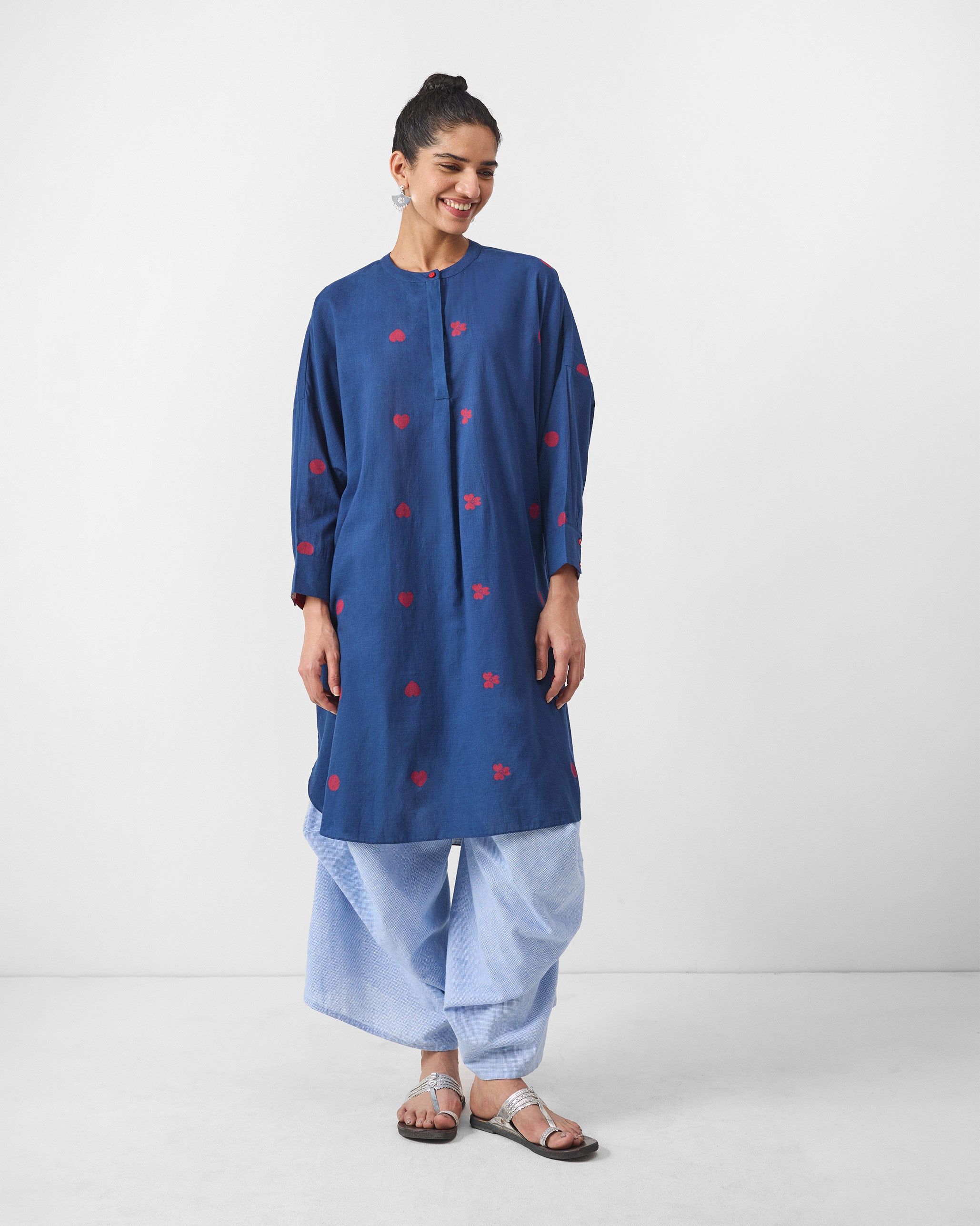 Lazy Sunday Tunic - Blue & Red