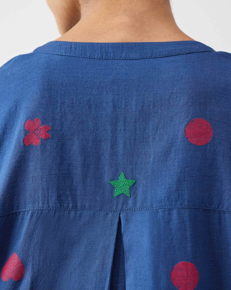 Lazy Sunday Tunic - Blue & Red