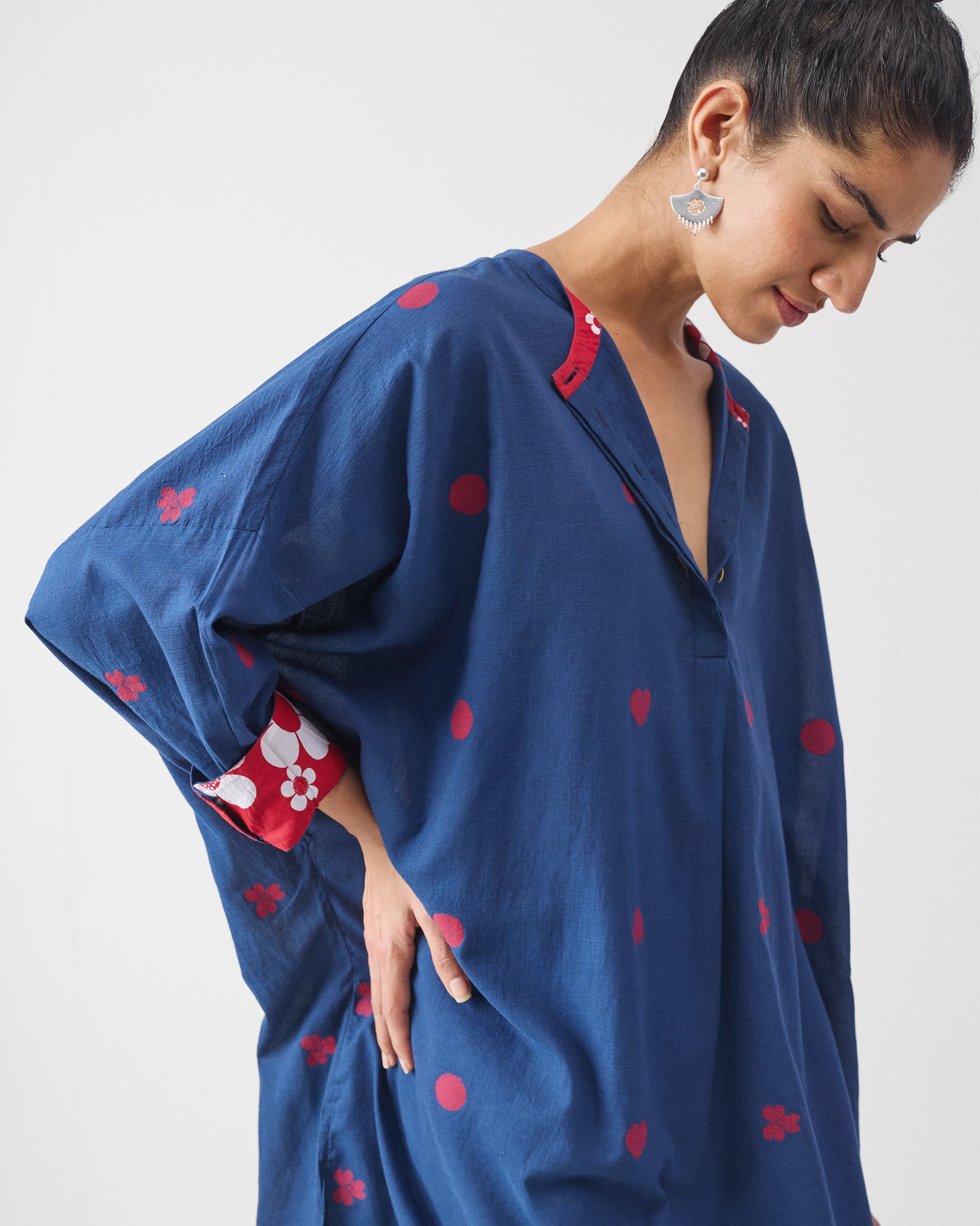 Lazy Sunday Tunic - Blue & Red