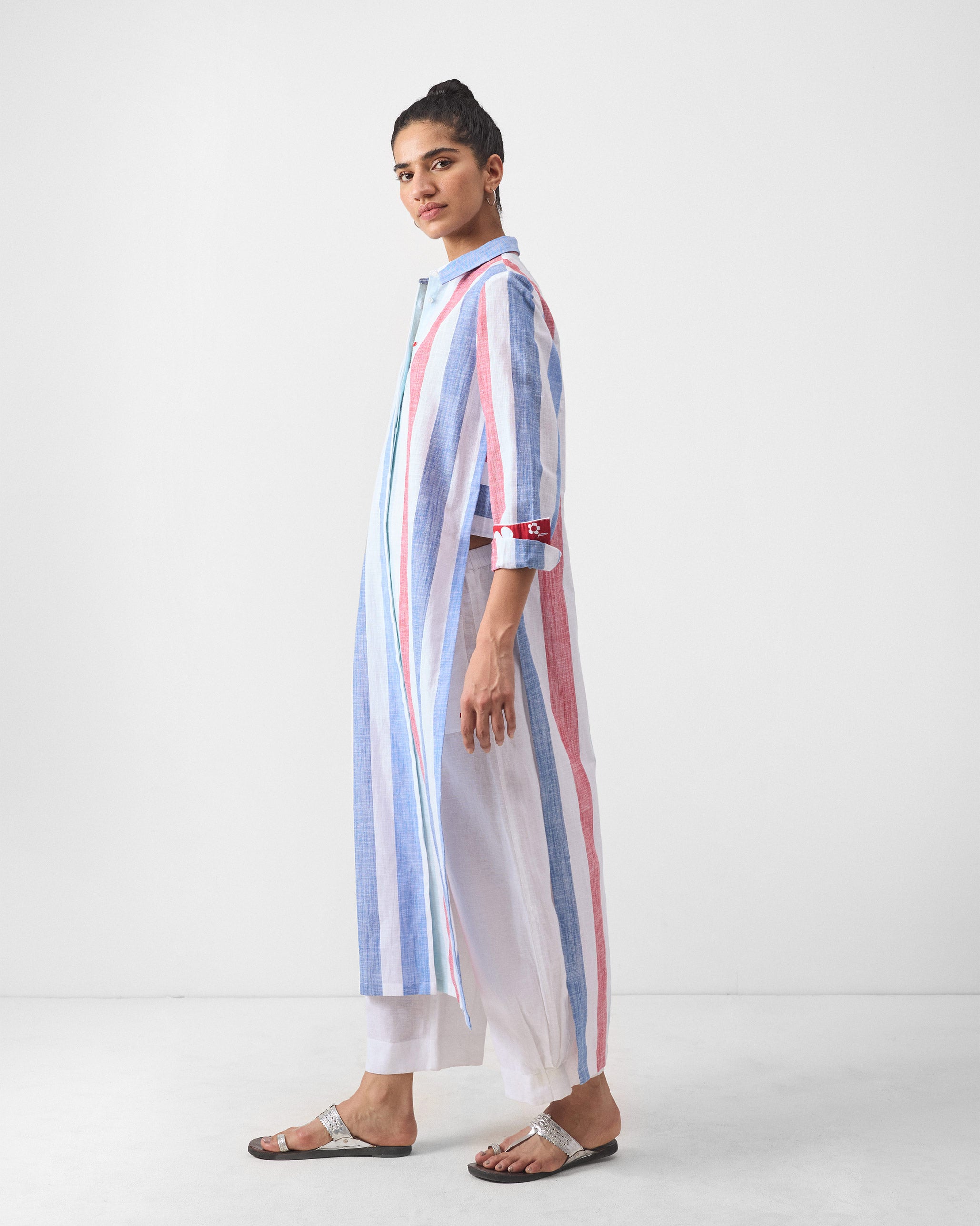 Many Moons Kurta - Blue & Red Stripes