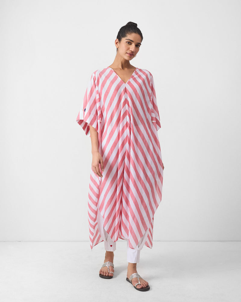 Mizuki Kaftan - Red & White Stripes