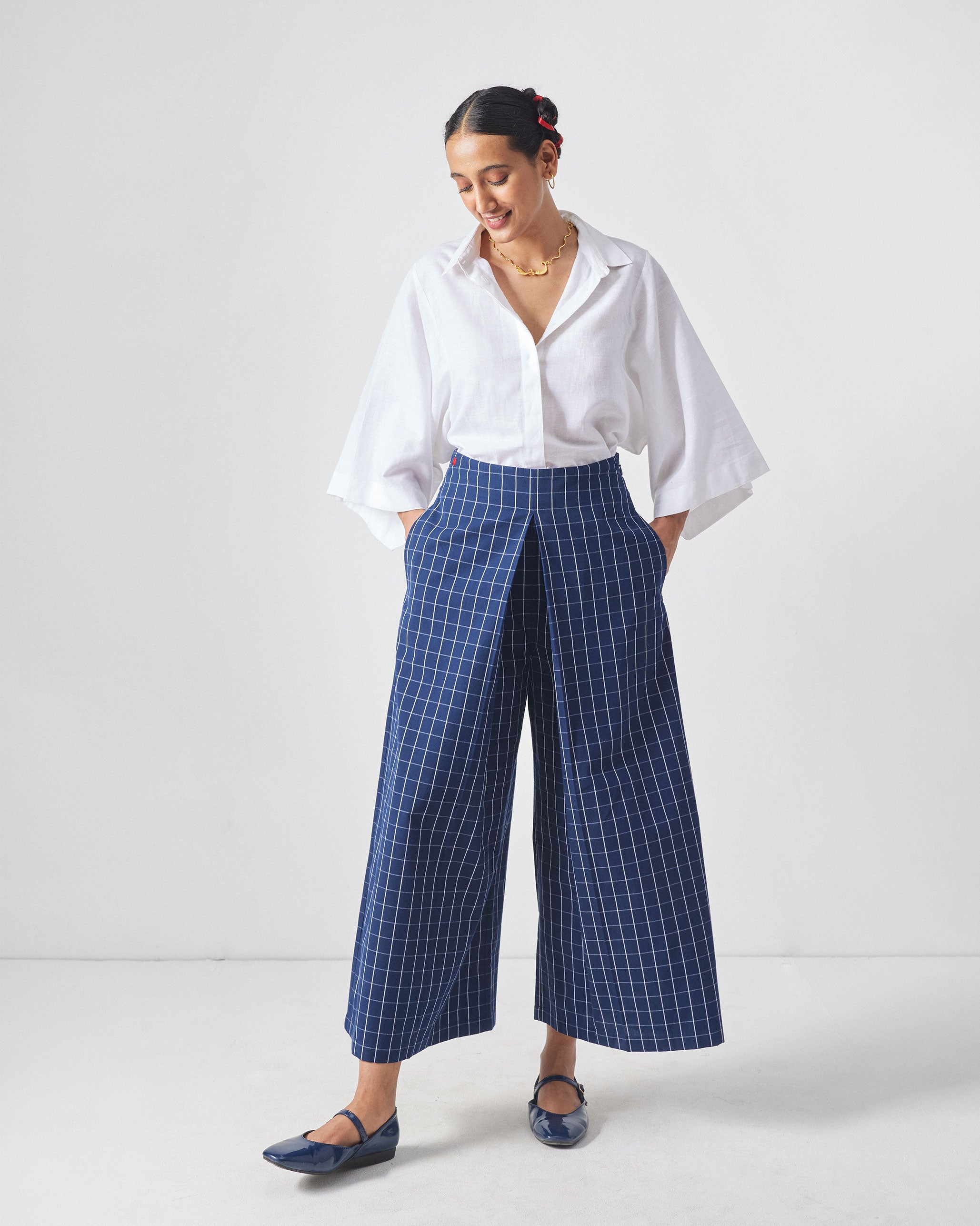 Hinata Pants - Navy & White Checks