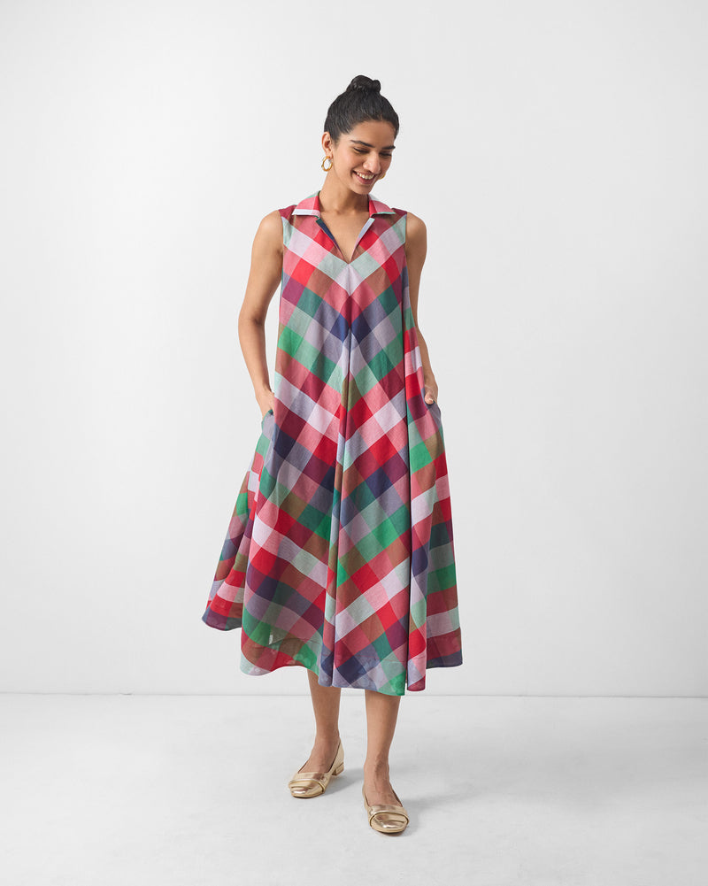 Kirei Dress - Multicolor Checks