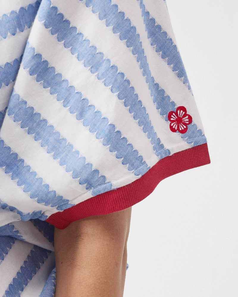 Samurai Dress - Blue & White Stripes