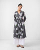 Gathered Angrakha - Charcoal & Ivory Print