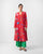 V-Neck Flared Kurta - Red Print