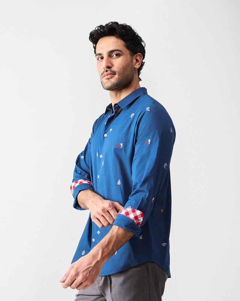Hakuna Shirt - Dark Blue Embroidered