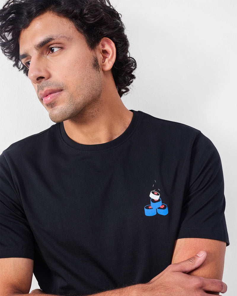 Sushi Mushi T-shirt - Black & Navy Print