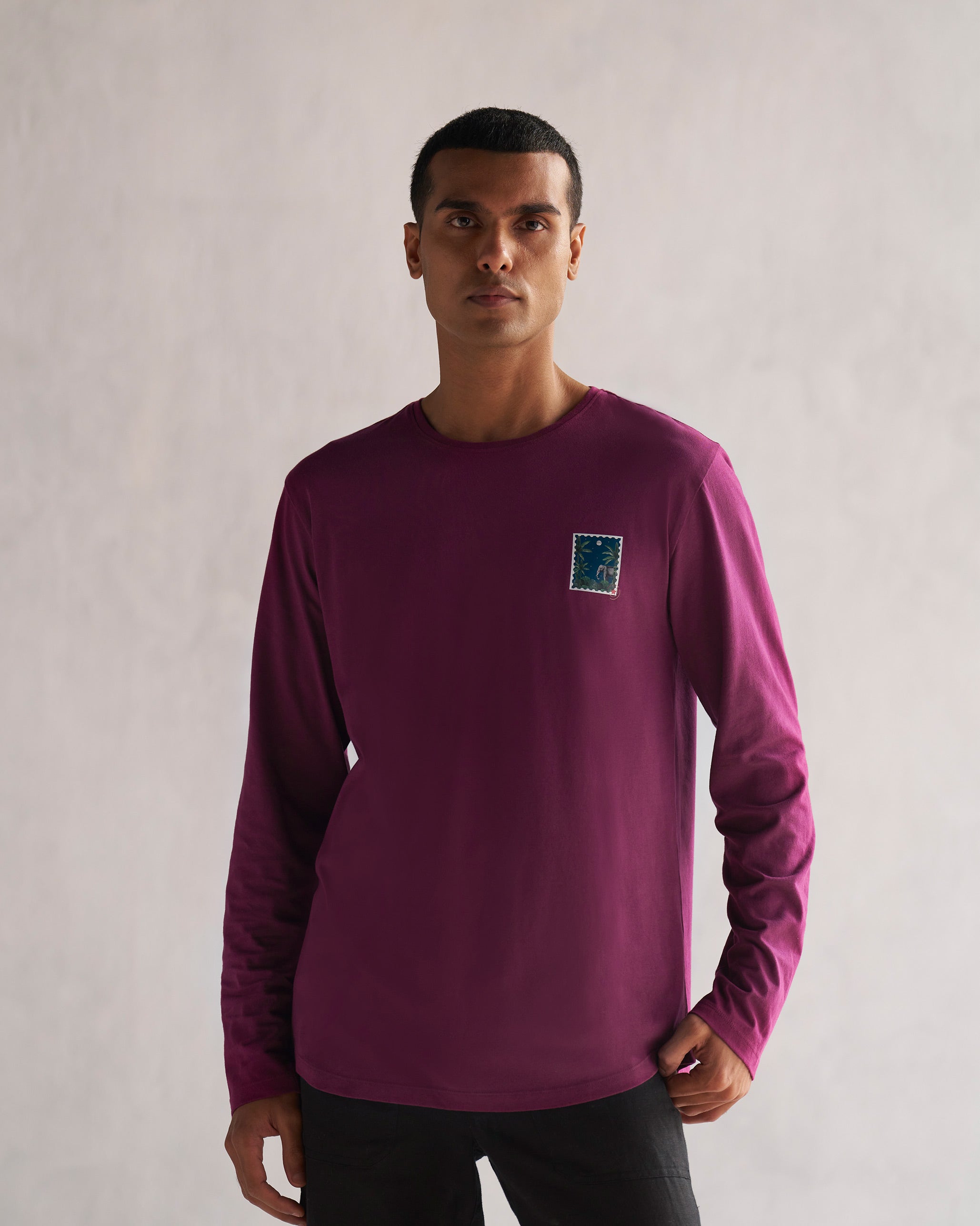 Basic Full Sleeve T-shirt - Wine